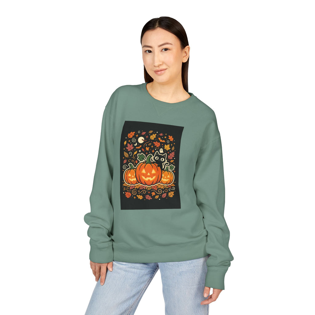 Halloween Pumpkin Crewneck Sweatshirt — Jack-O'-Lantern Fall Graphic