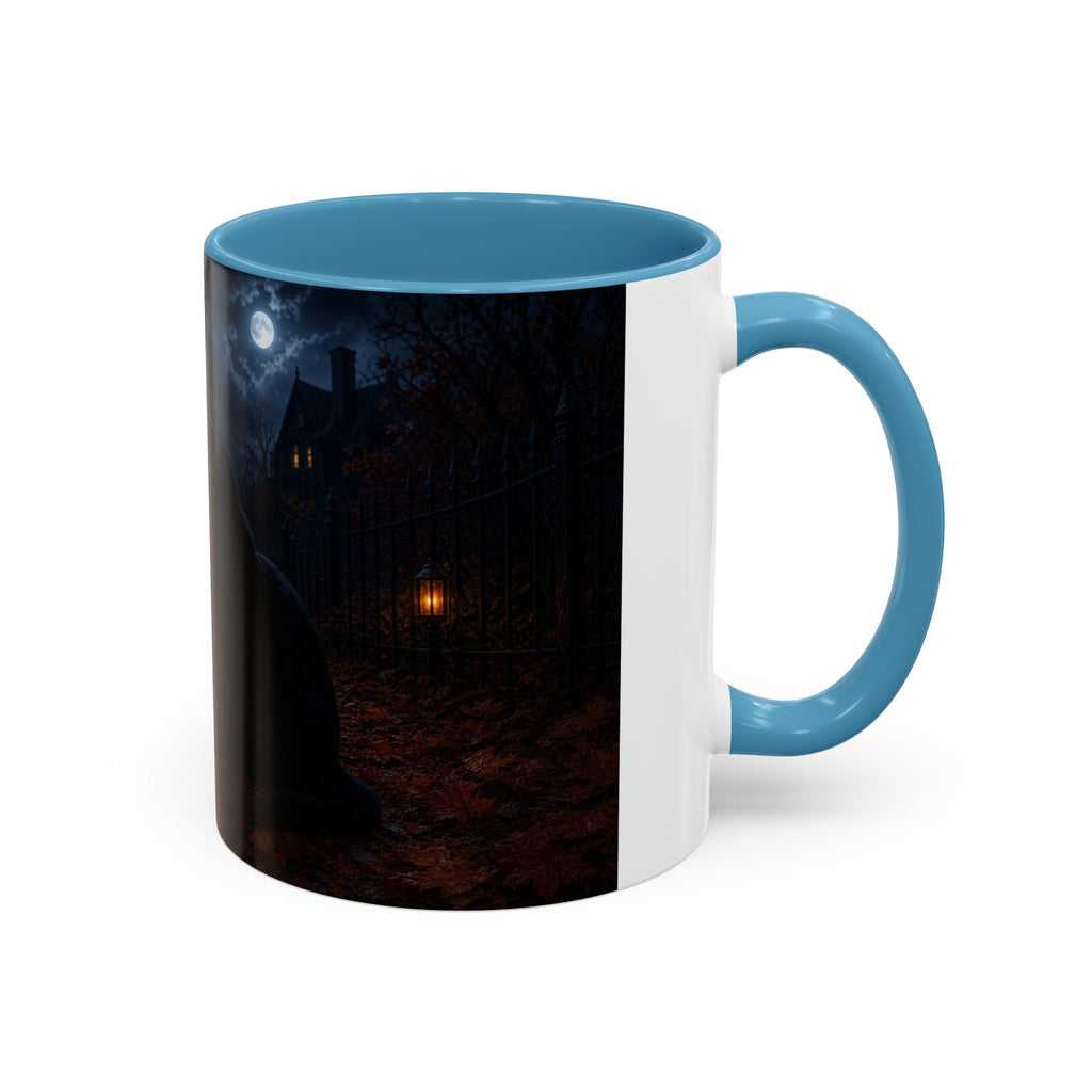 Halloween Black Cat Accent Coffee Mug — Spooky Jack-o'-Lantern Night (Customizable)