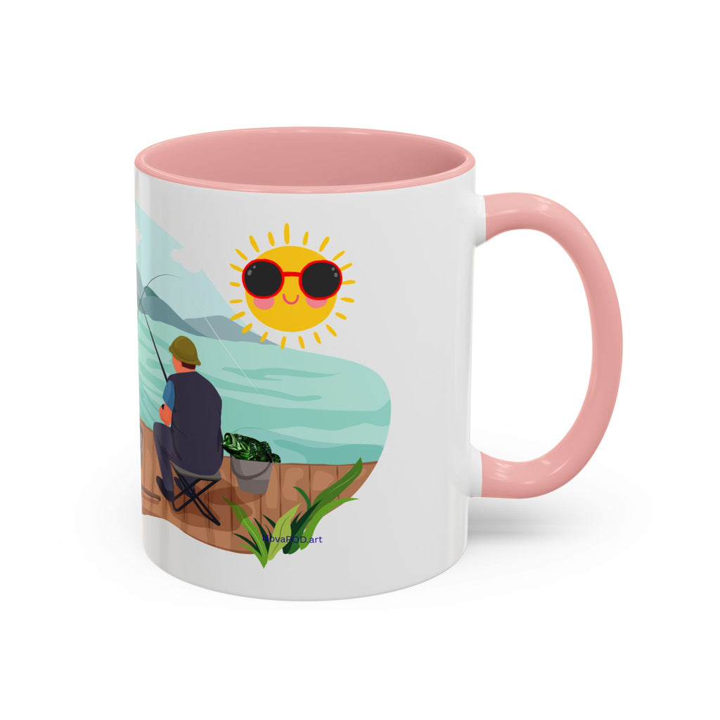 Dilley 300 Fishing Friends Coffee Mug — Cute Sunny Lake Scene Accent Mug (11/15 oz)