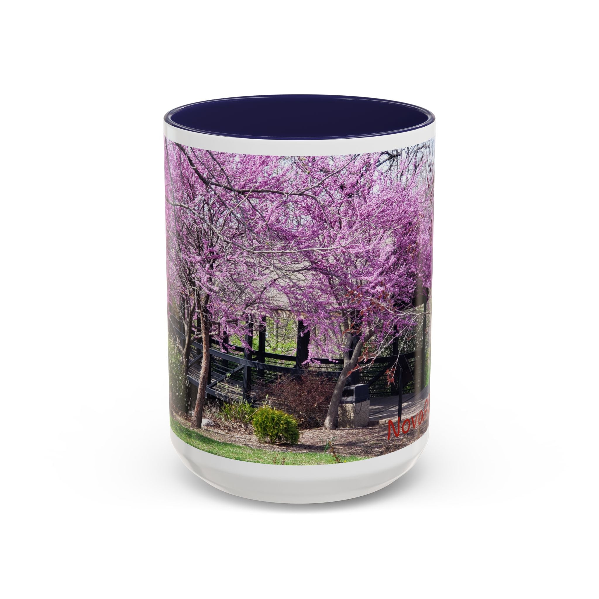 Spring Blossom Accent Coffee Mug – Pink Redbud Trees Photo Design (11/15 oz)