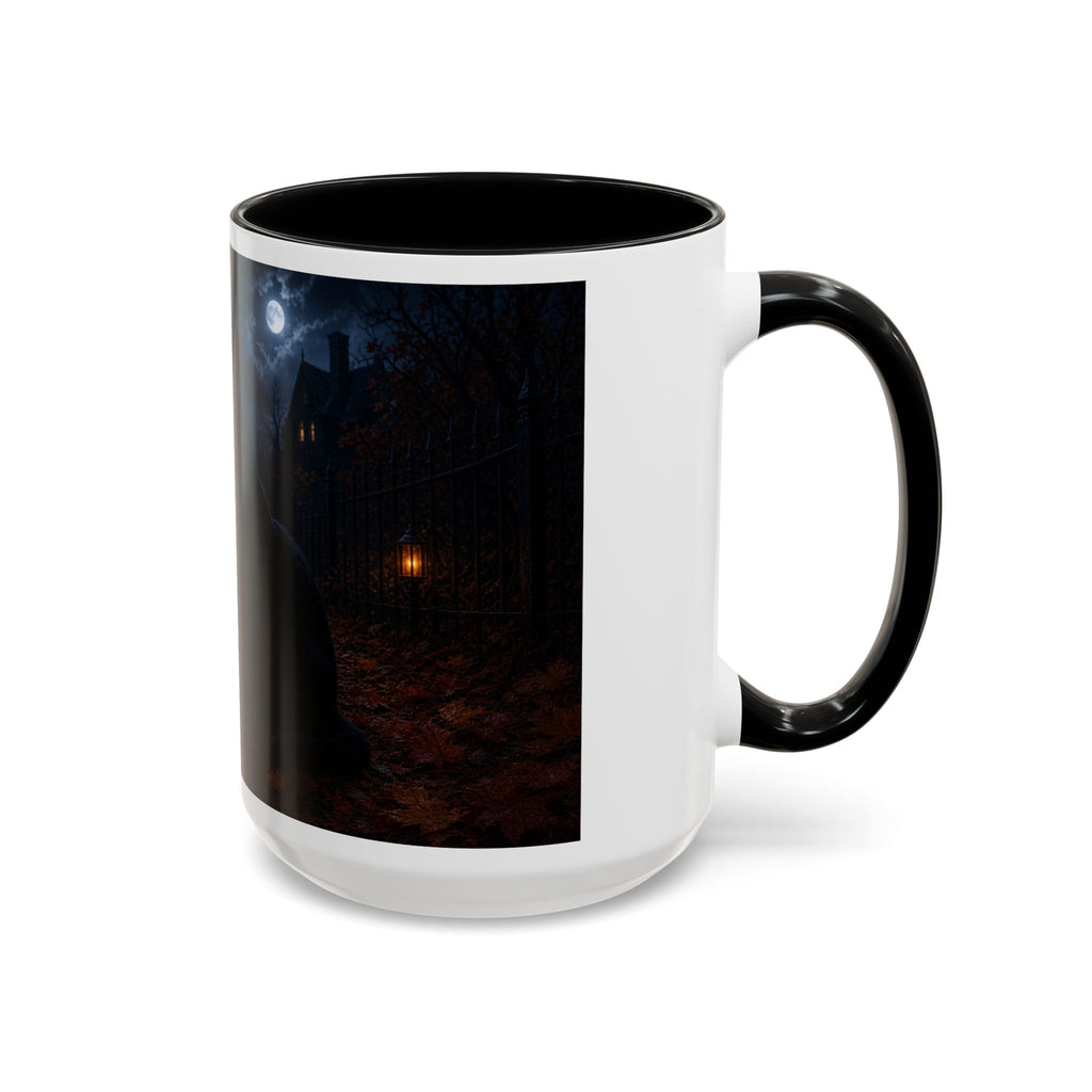 Halloween Black Cat Accent Coffee Mug — Spooky Jack-o'-Lantern Night (Customizable)