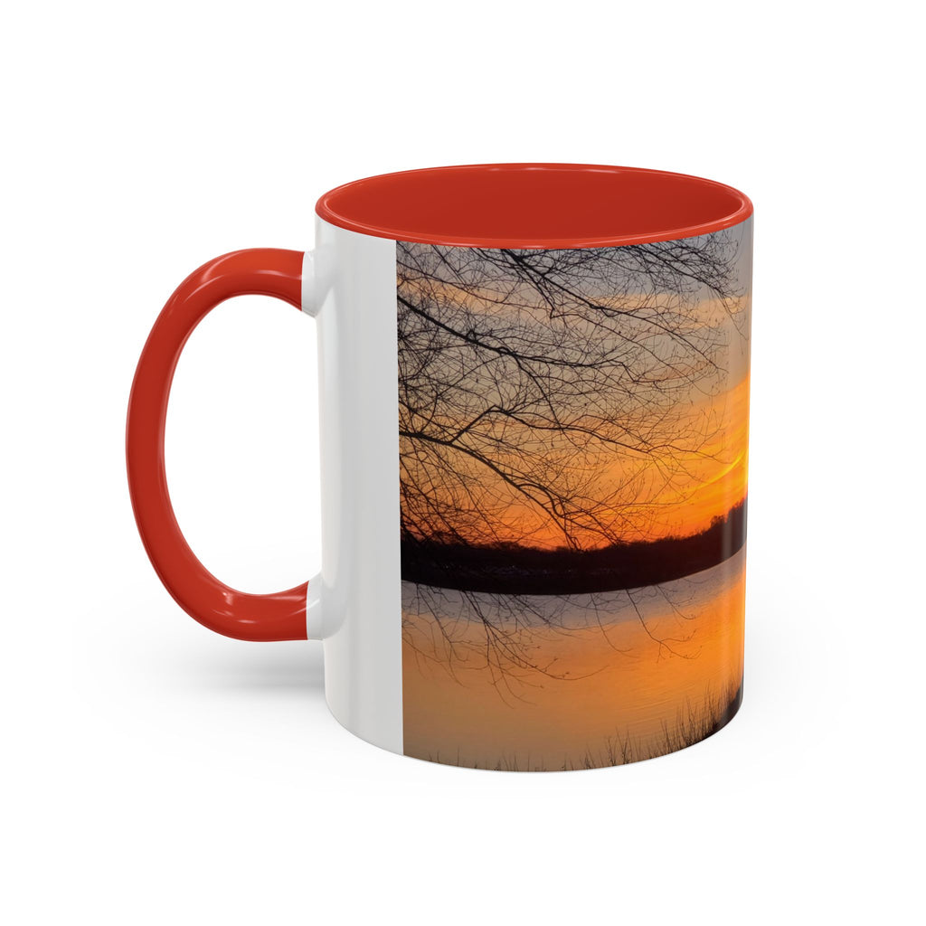 Sunrise Lake Accent Coffee Mug — Scenic Sunrise/Sunset Photography Mug