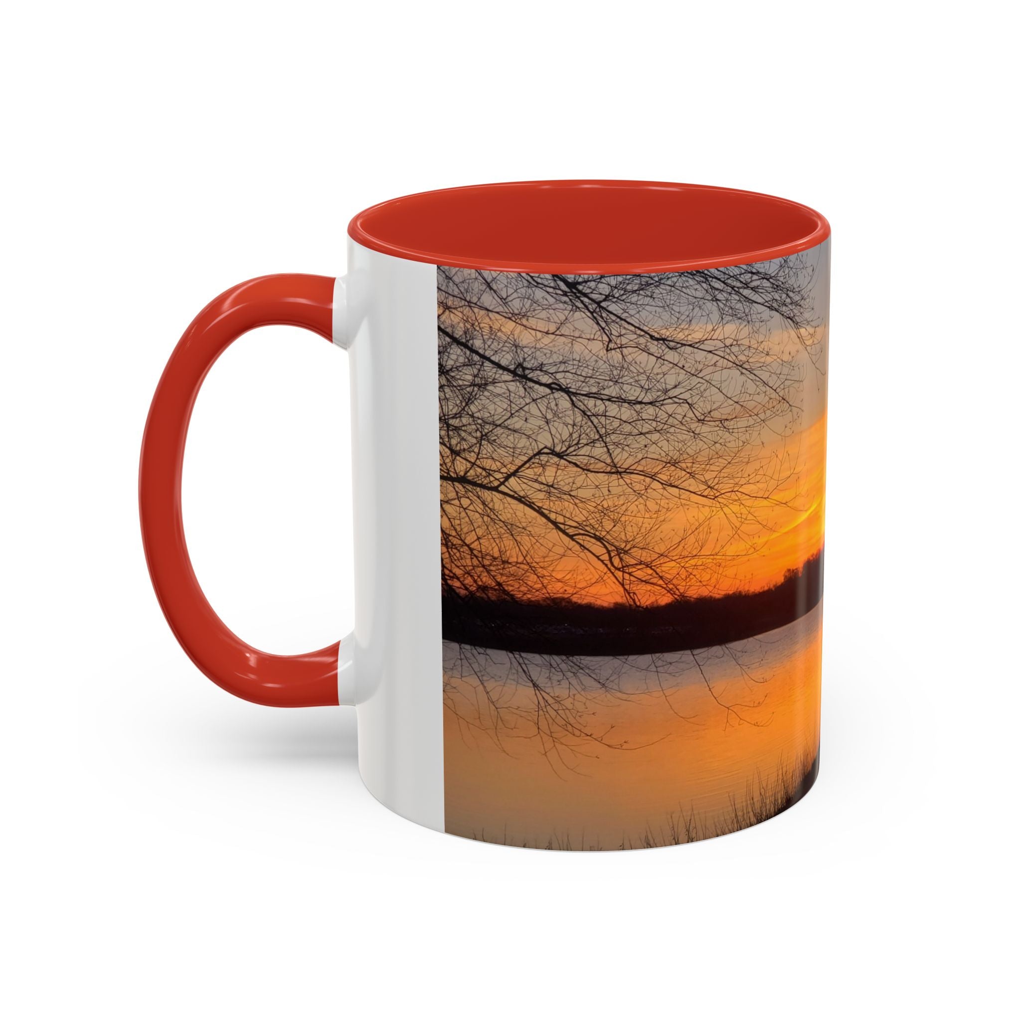Sunrise Lake Accent Coffee Mug — Scenic Sunrise/Sunset Photography Mug