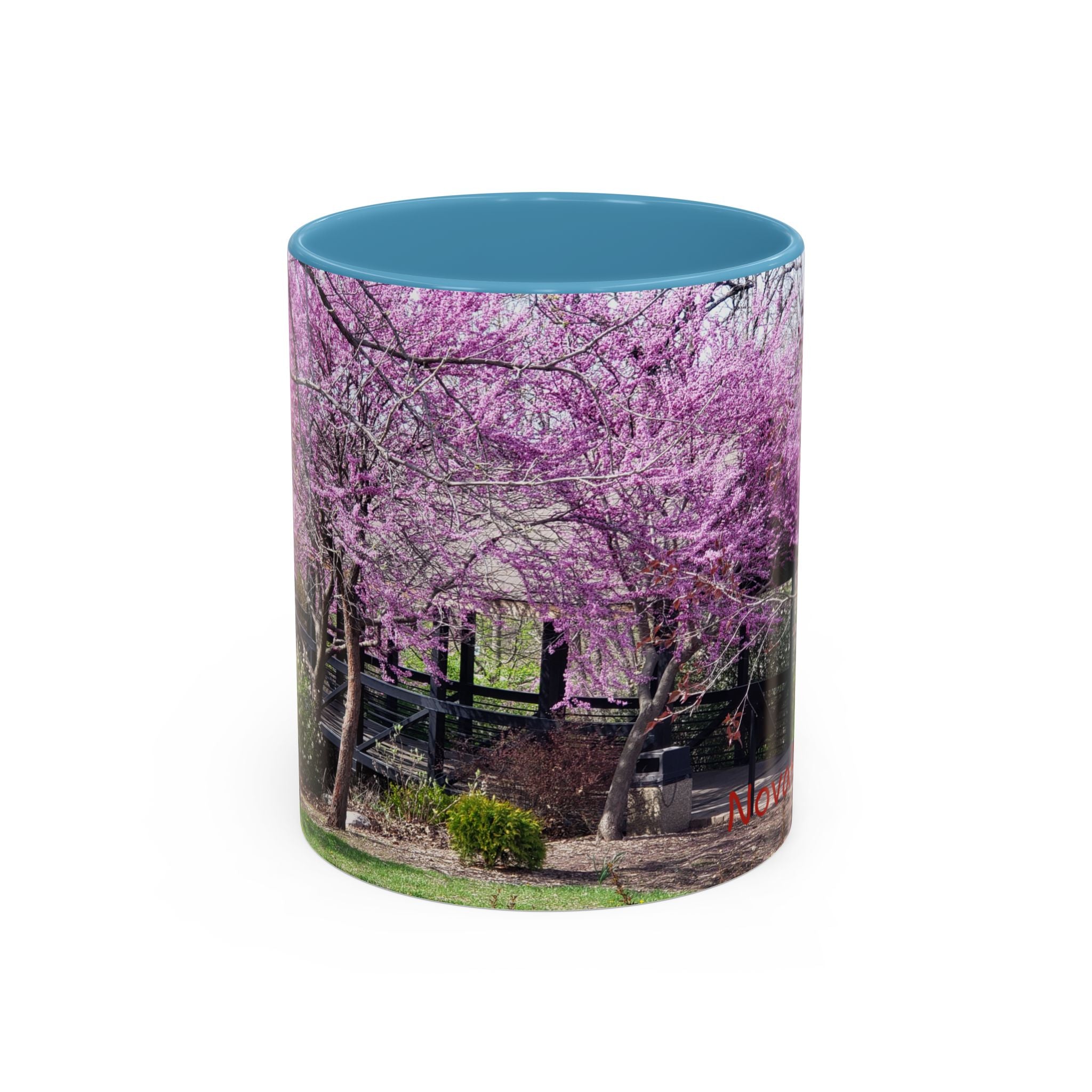 Spring Blossom Accent Coffee Mug – Pink Redbud Trees Photo Design (11/15 oz)