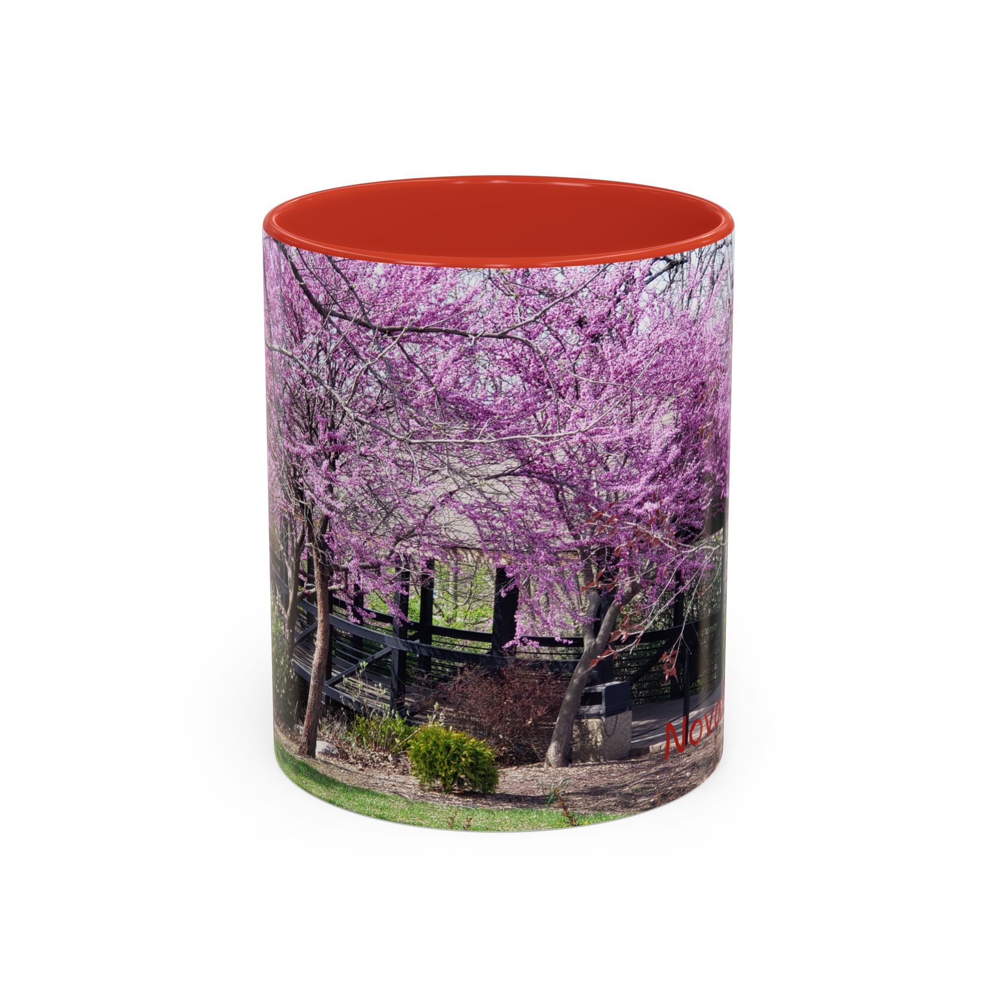 Spring Blossom Accent Coffee Mug – Pink Redbud Trees Photo Design (11/15 oz)