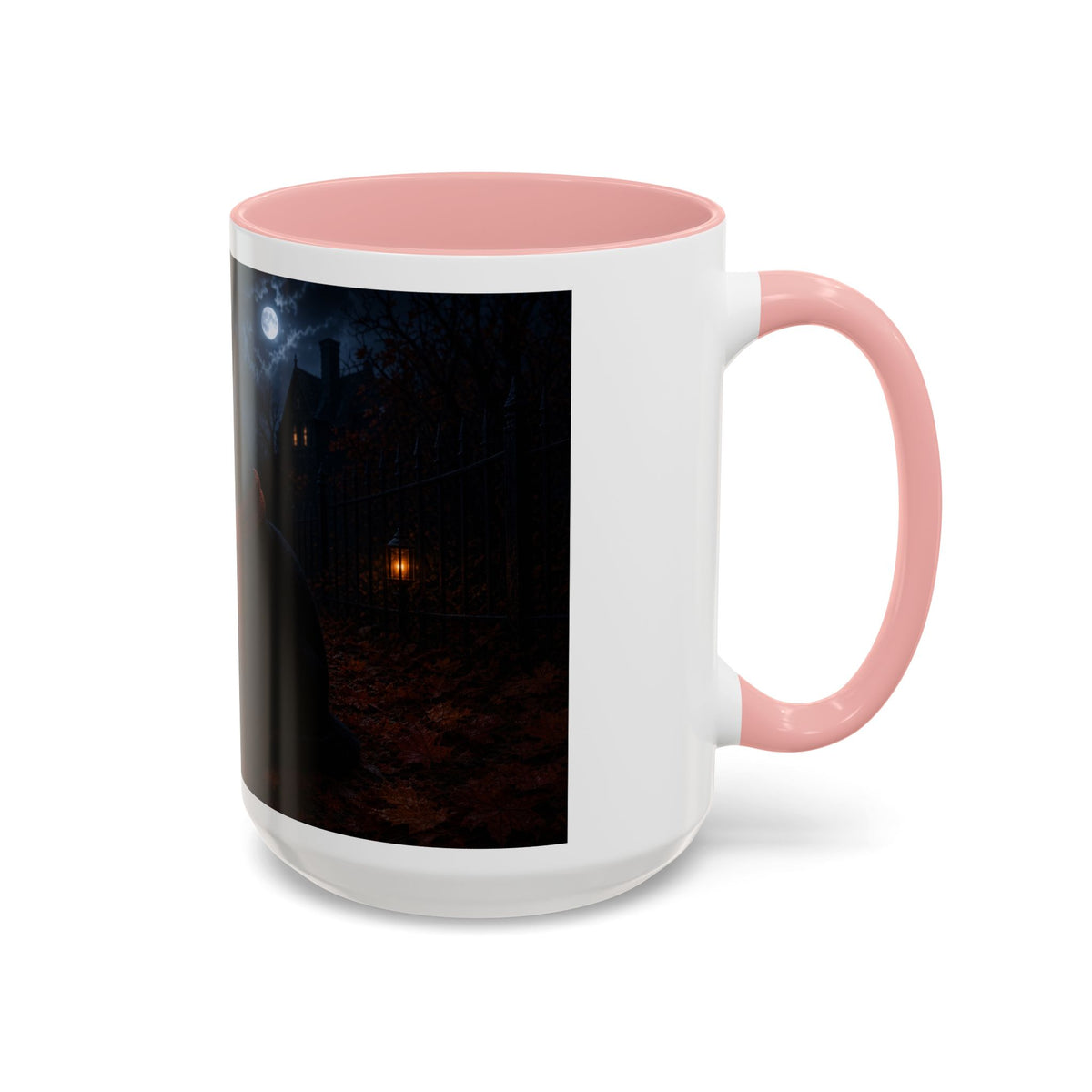 Halloween Black Cat Coffee Mug with Pumpkin Spice Jack-o’-Lanterns – Spooky Autumn Night Accent Mug