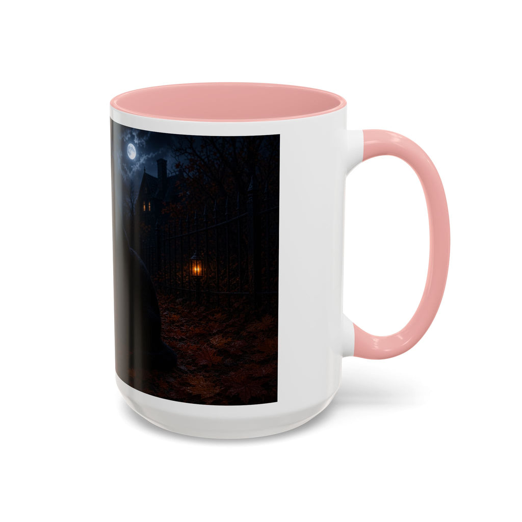 Halloween Black Cat Accent Coffee Mug — Spooky Jack-o'-Lantern Night (Customizable)