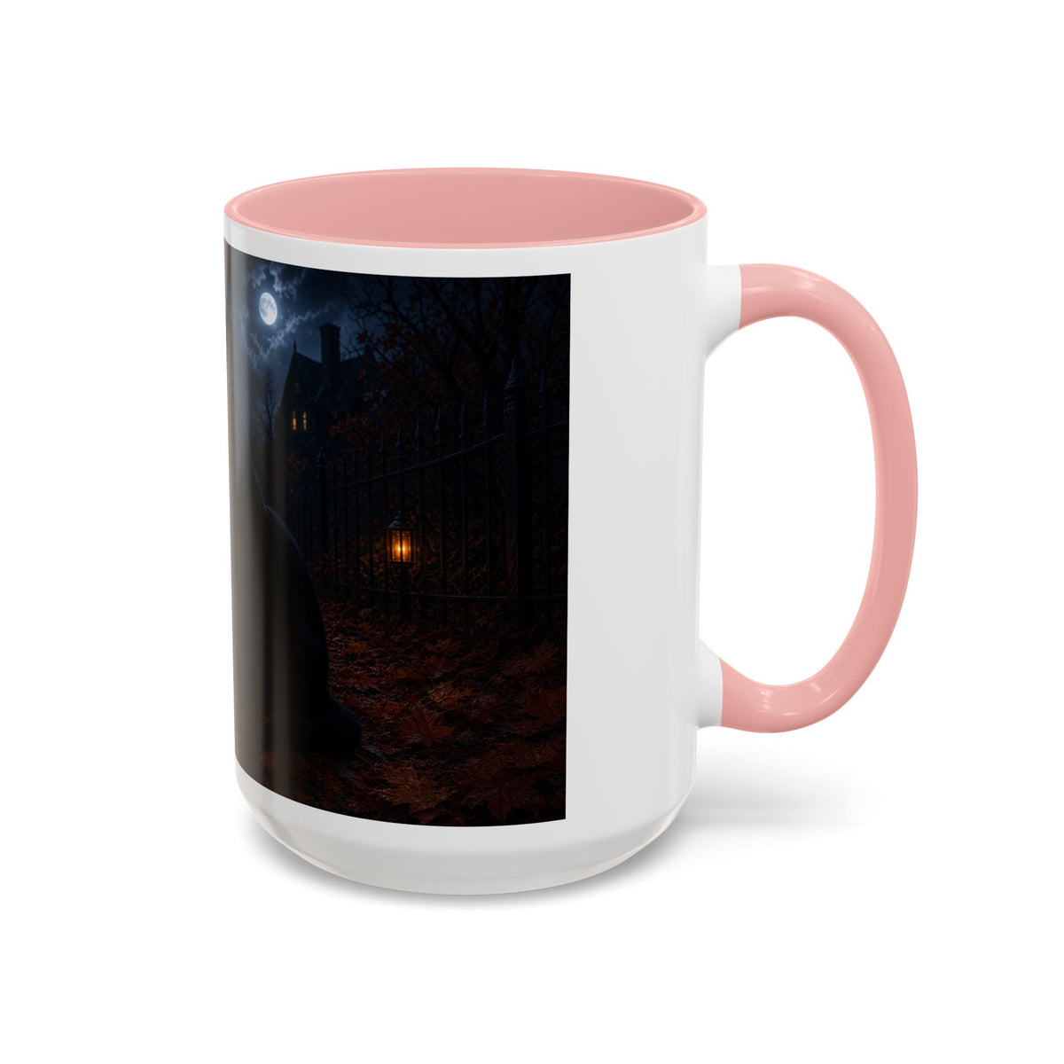 Halloween Black Cat Accent Coffee Mug — Spooky Jack-o'-Lantern Night (Customizable)
