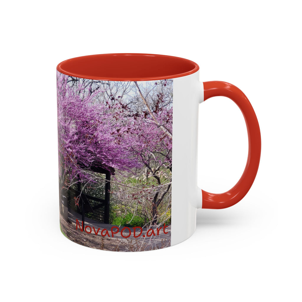 Spring Blossom Accent Coffee Mug – Pink Redbud Trees Photo Design (11/15 oz)