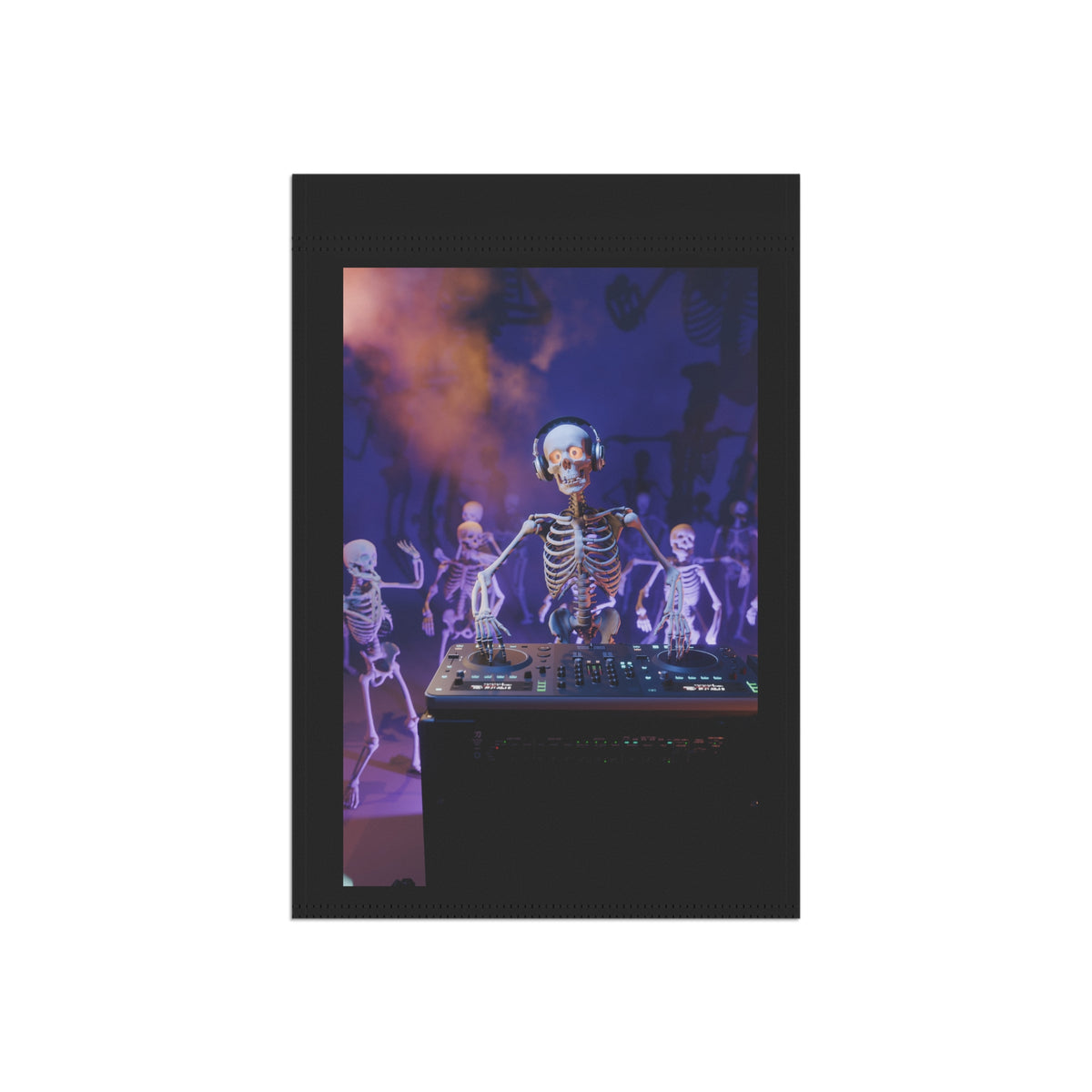 DJ Skeleton Halloween Garden Flag — Spooky Dancing Skeleton Outdoor Banner