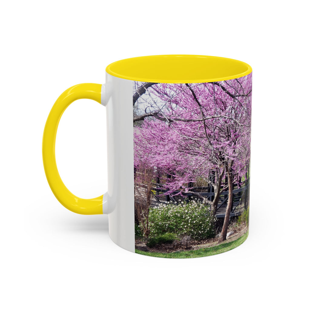 Spring Blossom Accent Coffee Mug – Pink Redbud Trees Photo Design (11/15 oz)