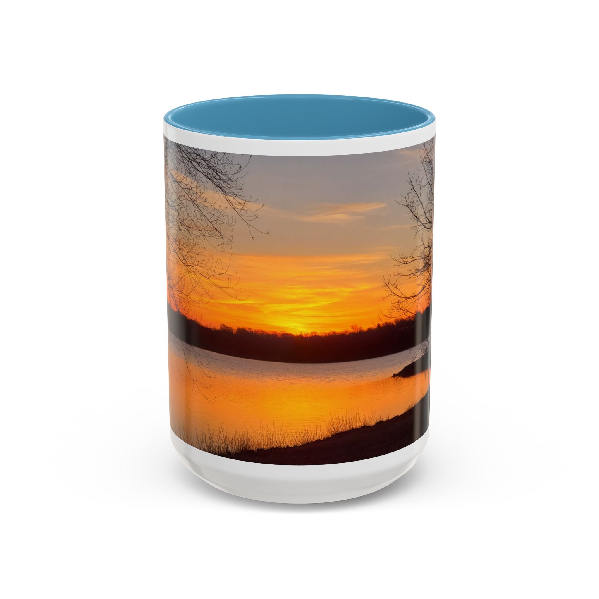 Sunrise Lake Accent Coffee Mug — Scenic Sunrise/Sunset Photography Mug