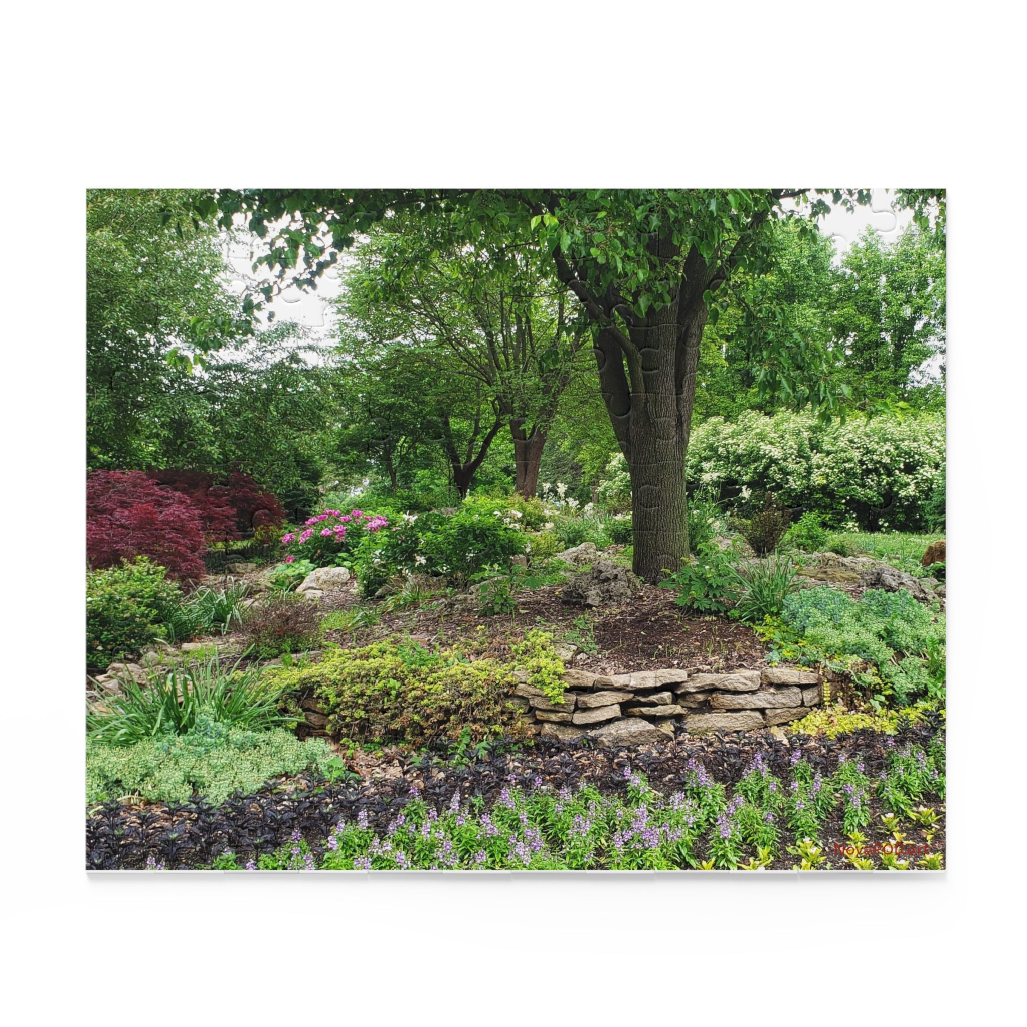 Garden Serenity Puzzle — 120/252/500-Piece Jigsaw of Lush Tree & Stone Garden