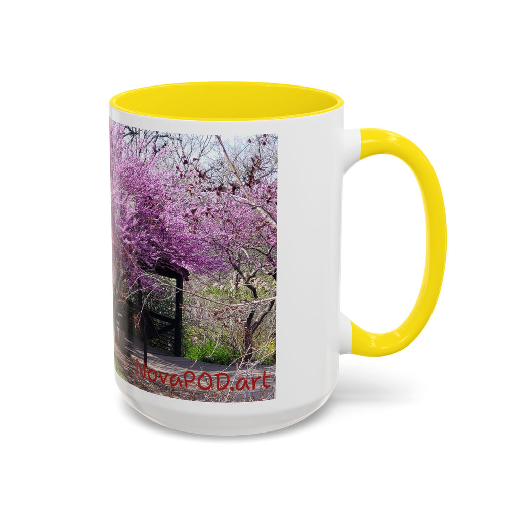 Spring Blossom Accent Coffee Mug – Pink Redbud Trees Photo Design (11/15 oz)