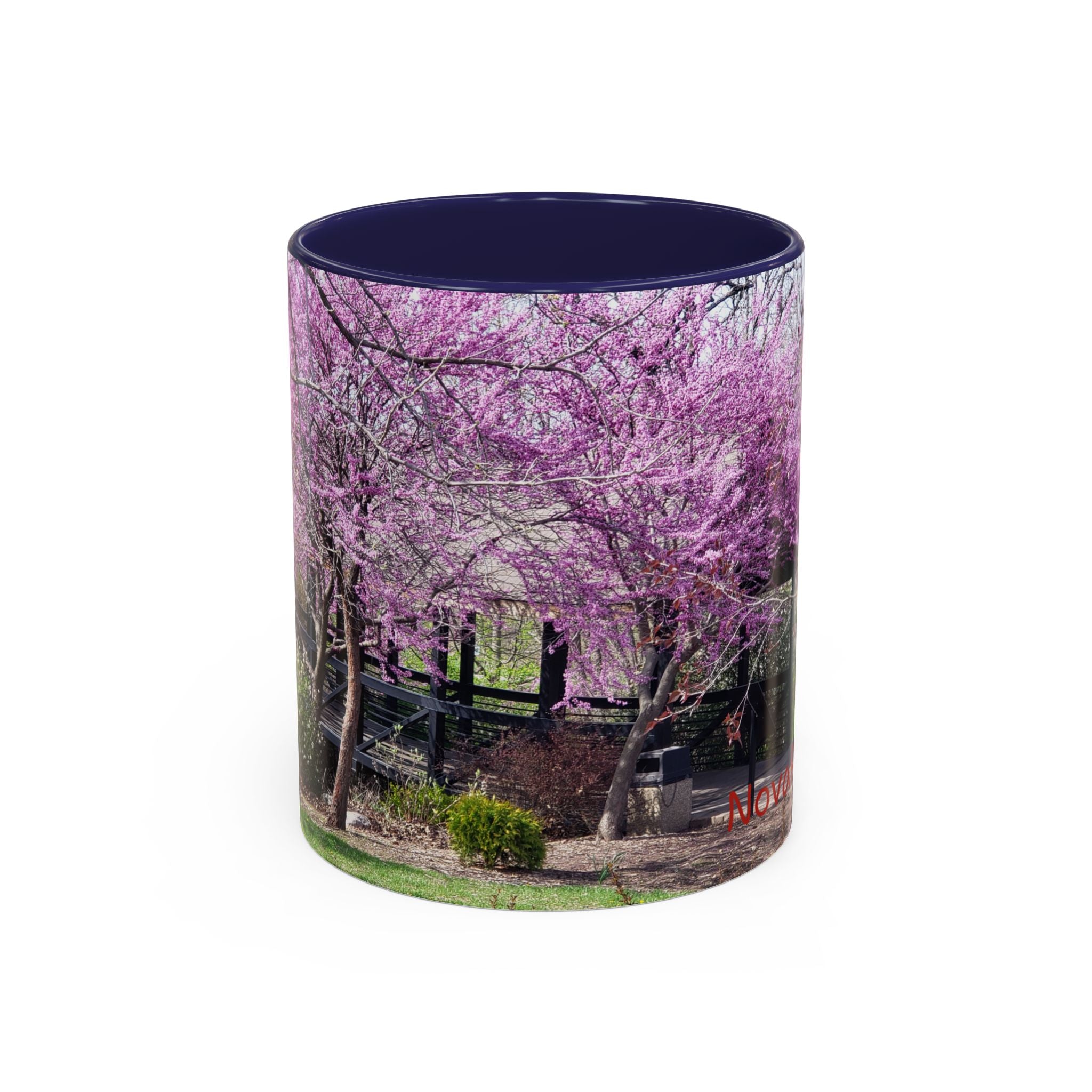 Spring Blossom Accent Coffee Mug – Pink Redbud Trees Photo Design (11/15 oz)