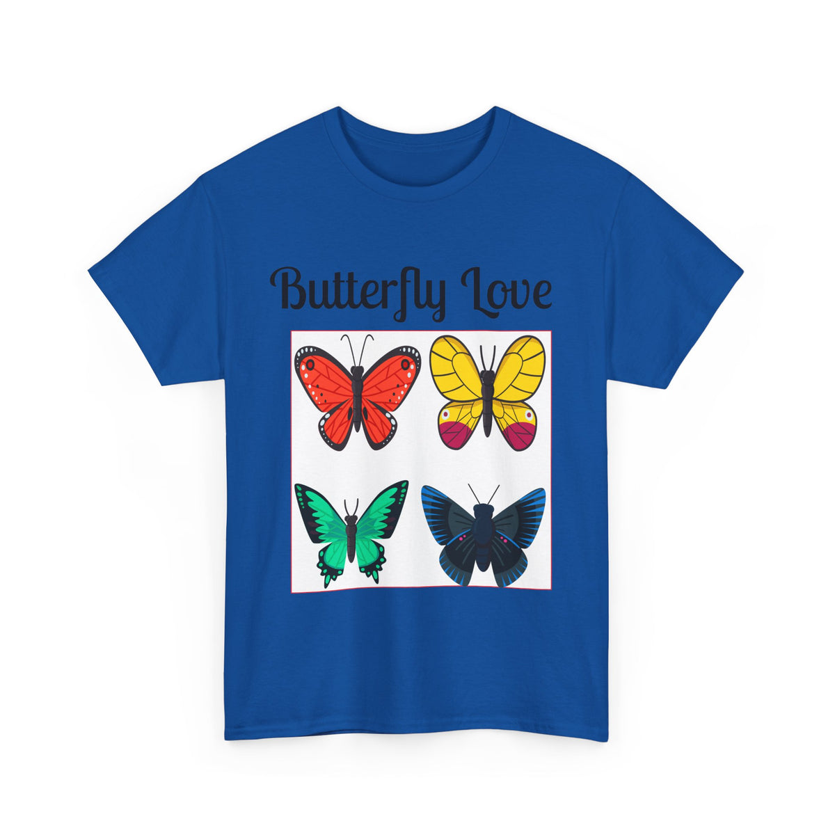 Customizable Butterfly Love T-Shirt — Colorful Four-Butterfly Graphic Tee