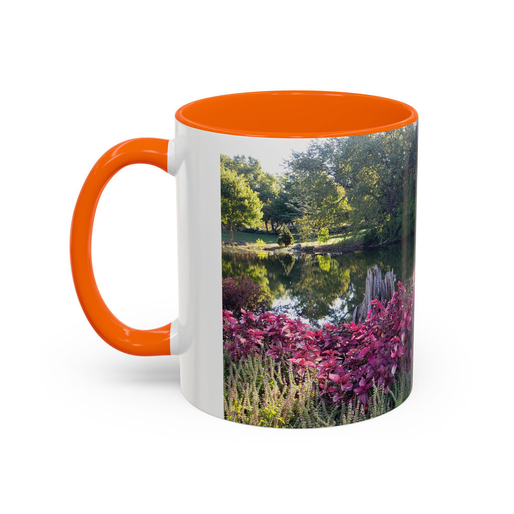 Garden Pond Accent Coffee Mug – Scenic Floral Landscape 11/15oz
