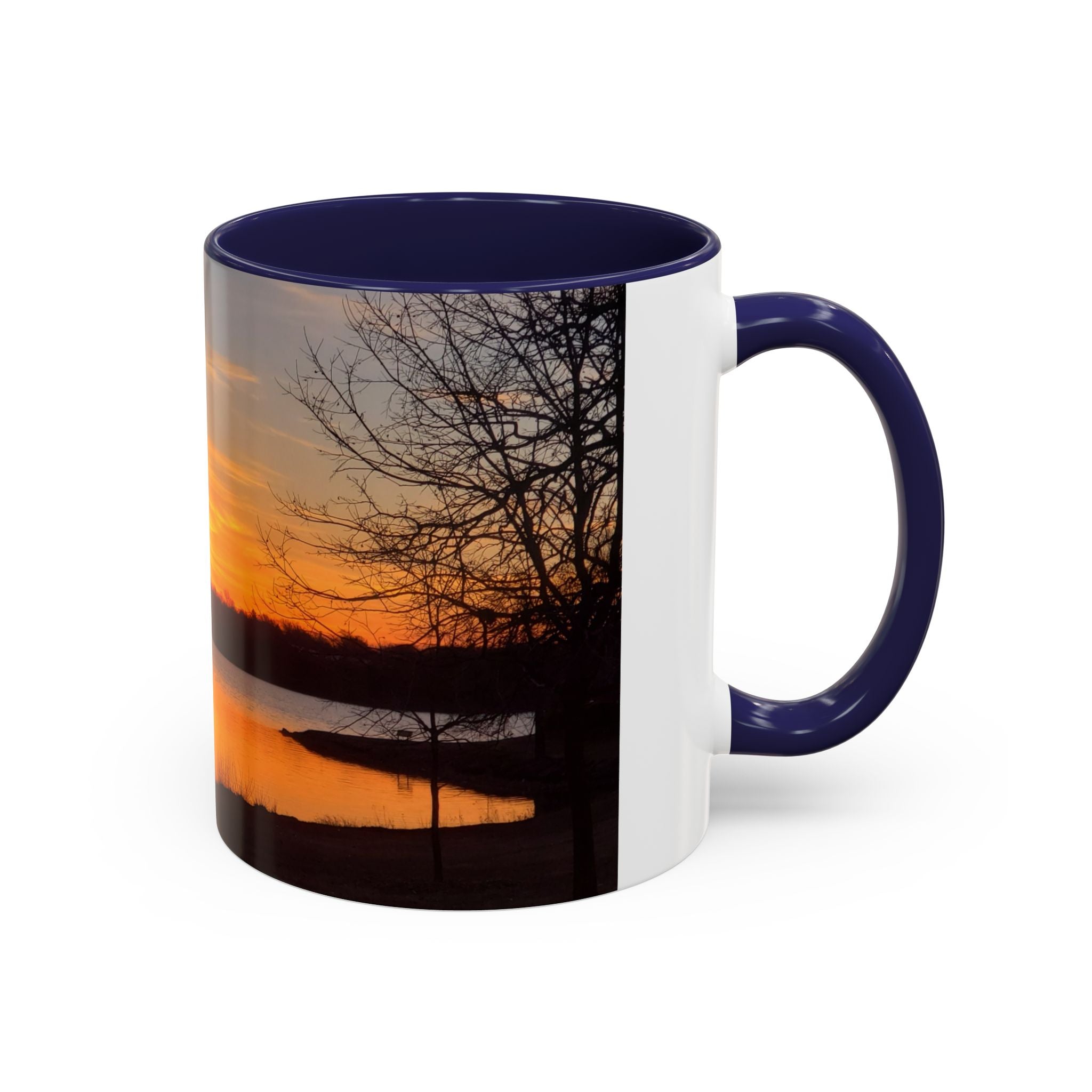 Sunrise Lake Accent Coffee Mug — Scenic Sunrise/Sunset Photography Mug