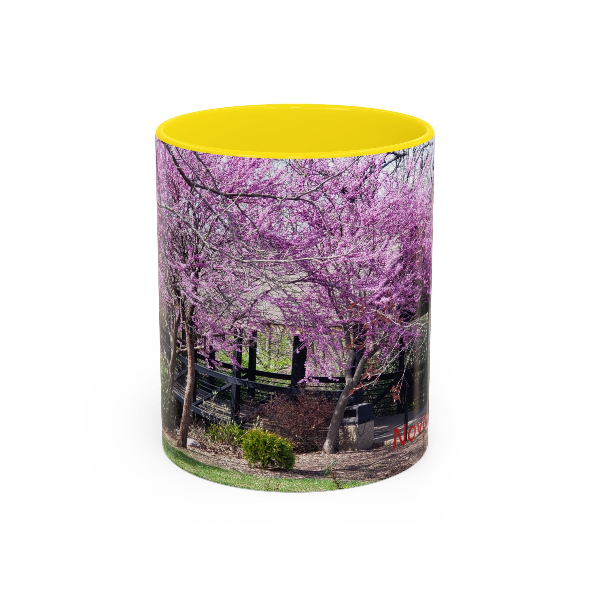 Spring Blossom Accent Coffee Mug – Pink Redbud Trees Photo Design (11/15 oz)