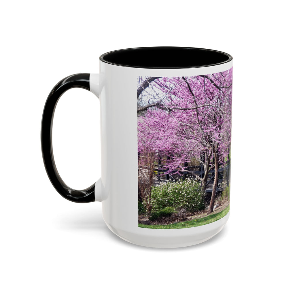 Spring Blossom Accent Coffee Mug – Pink Redbud Trees Photo Design (11/15 oz)