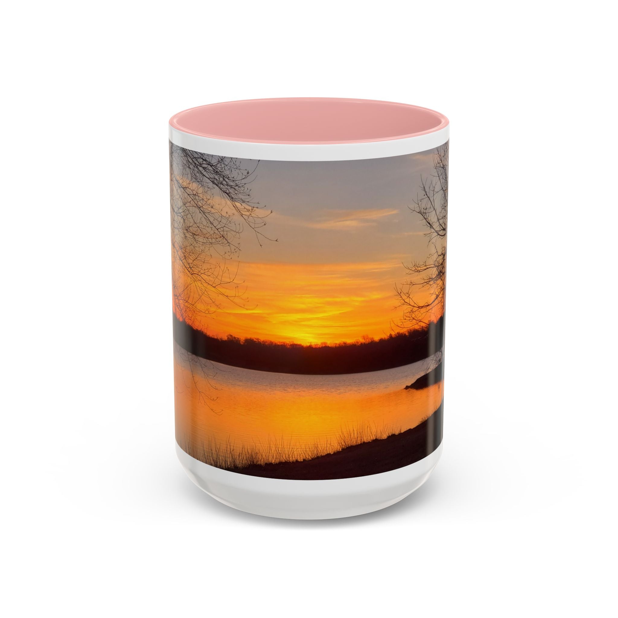 Sunrise Lake Accent Coffee Mug — Scenic Sunrise/Sunset Photography Mug