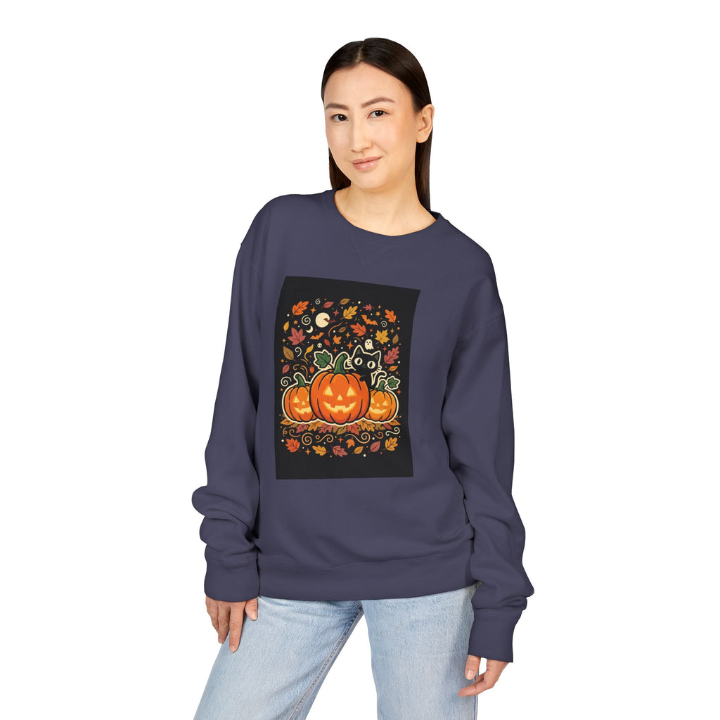 Halloween Pumpkin Crewneck Sweatshirt — Jack-O'-Lantern Fall Graphic