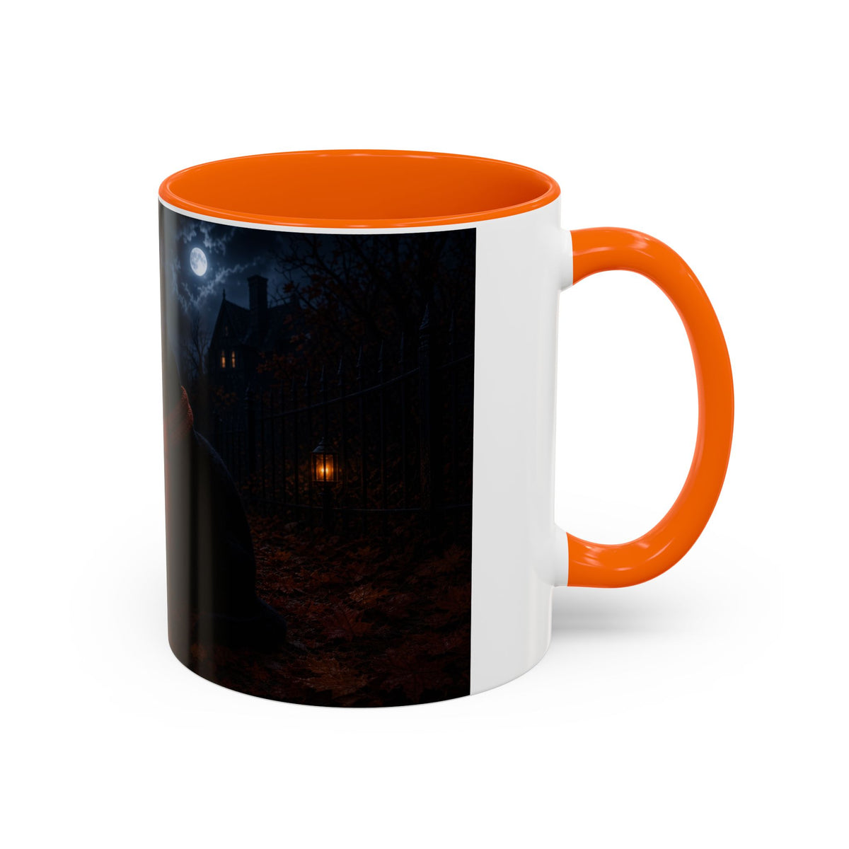 Halloween Black Cat Coffee Mug with Pumpkin Spice Jack-o’-Lanterns – Spooky Autumn Night Accent Mug
