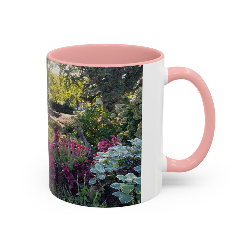 Garden Pond Accent Coffee Mug – Scenic Floral Landscape 11/15oz