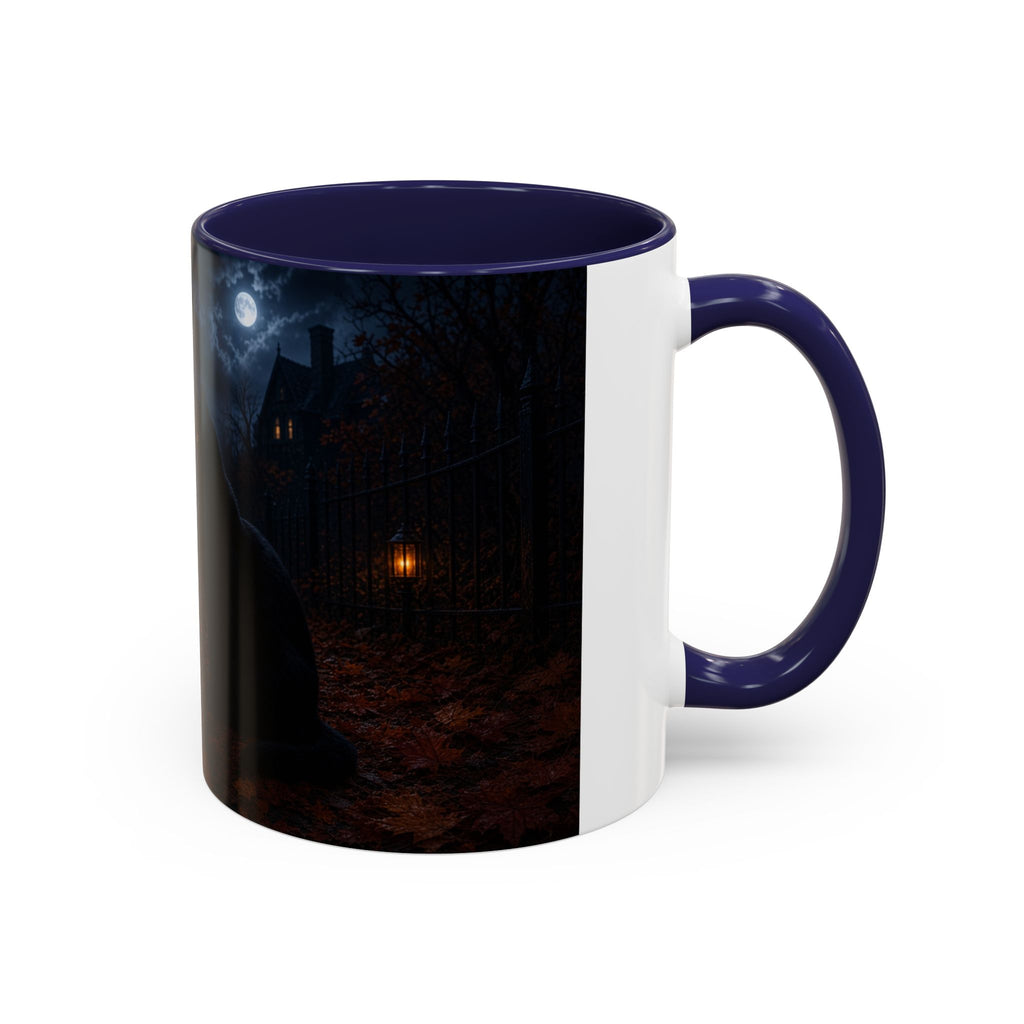 Halloween Black Cat Accent Coffee Mug — Spooky Jack-o'-Lantern Night (Customizable)