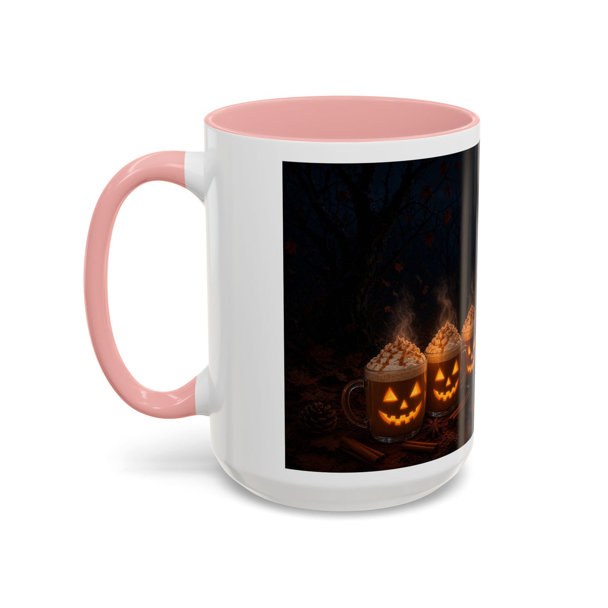 Halloween Black Cat Coffee Mug with Pumpkin Spice Jack-o’-Lanterns – Spooky Autumn Night Accent Mug
