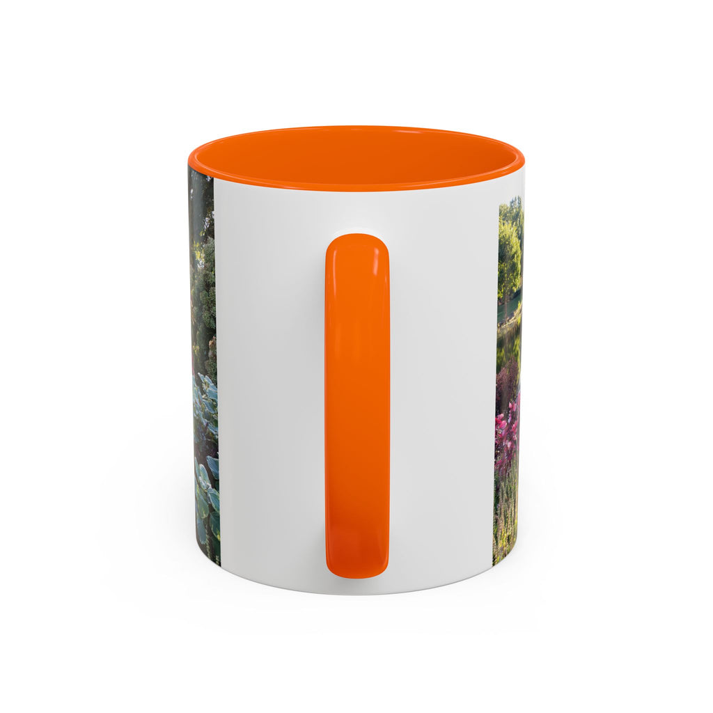 Garden Pond Accent Coffee Mug – Scenic Floral Landscape 11/15oz