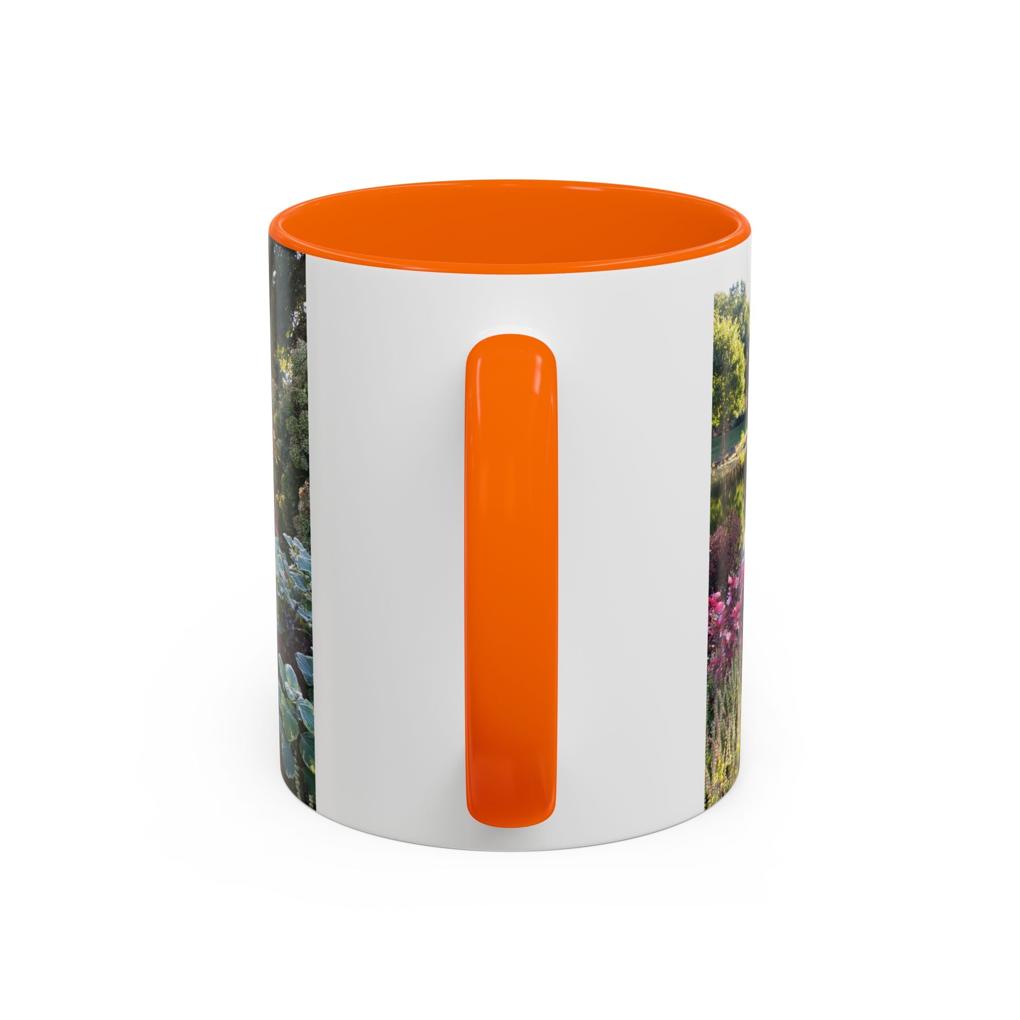 Garden Pond Accent Coffee Mug – Scenic Floral Landscape 11/15oz