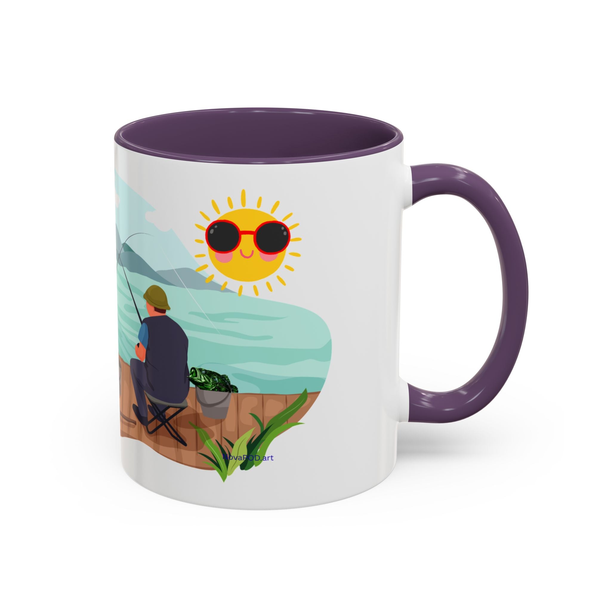 Dilley 300 Fishing Friends Coffee Mug — Cute Sunny Lake Scene Accent Mug (11/15 oz)