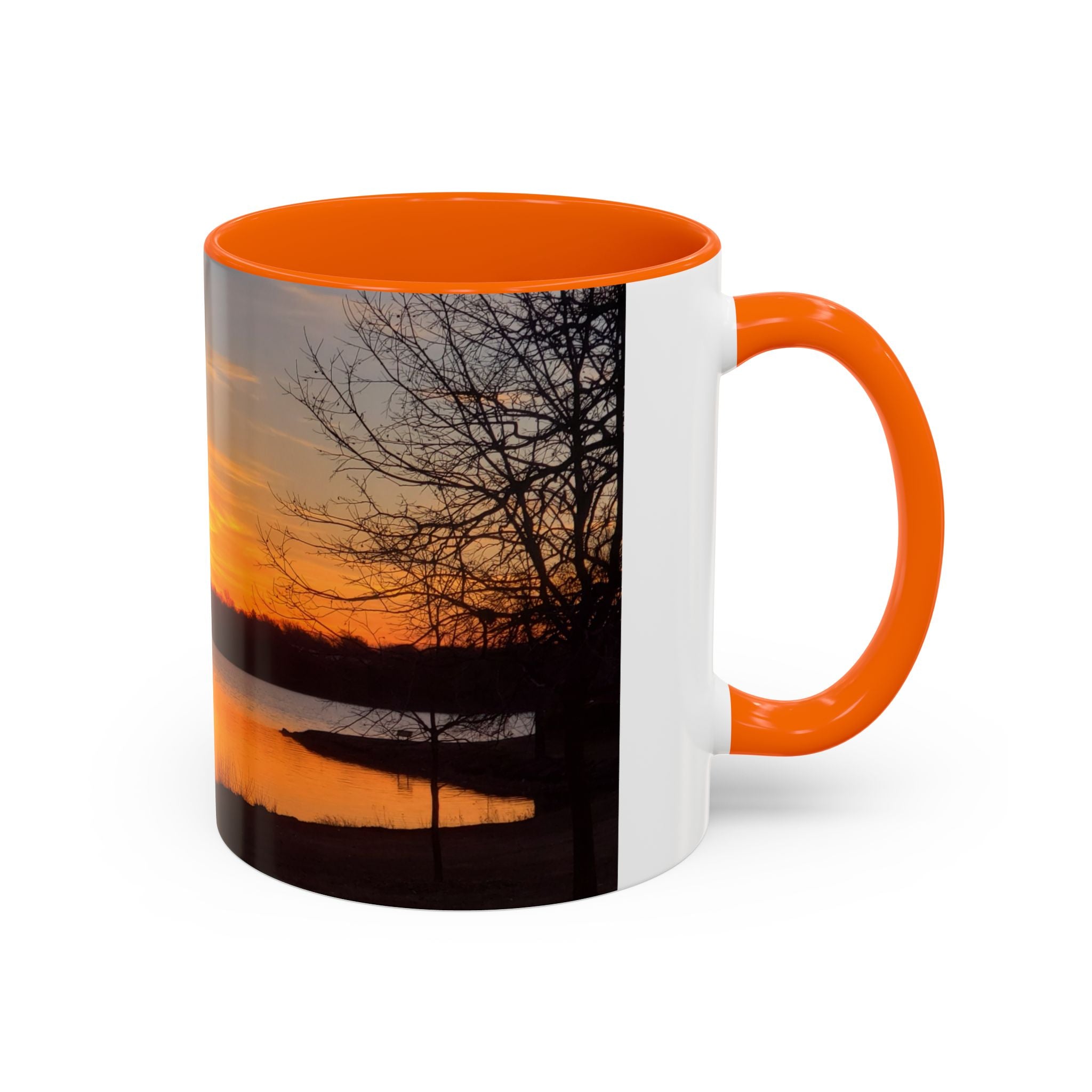 Sunrise Lake Accent Coffee Mug — Scenic Sunrise/Sunset Photography Mug