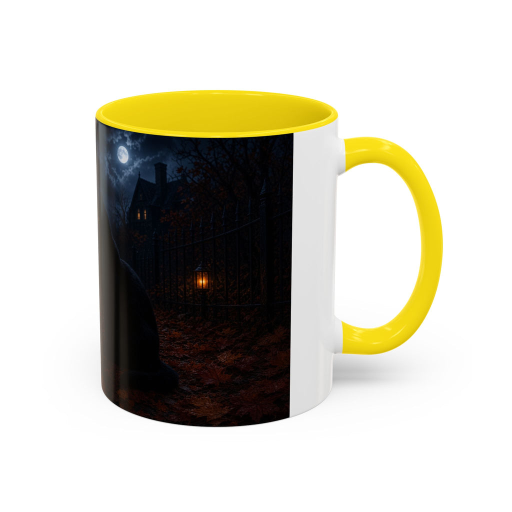 Halloween Black Cat Accent Coffee Mug — Spooky Jack-o'-Lantern Night (Customizable)