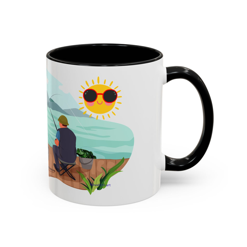 Dilley 300 Fishing Friends Coffee Mug — Cute Sunny Lake Scene Accent Mug (11/15 oz)