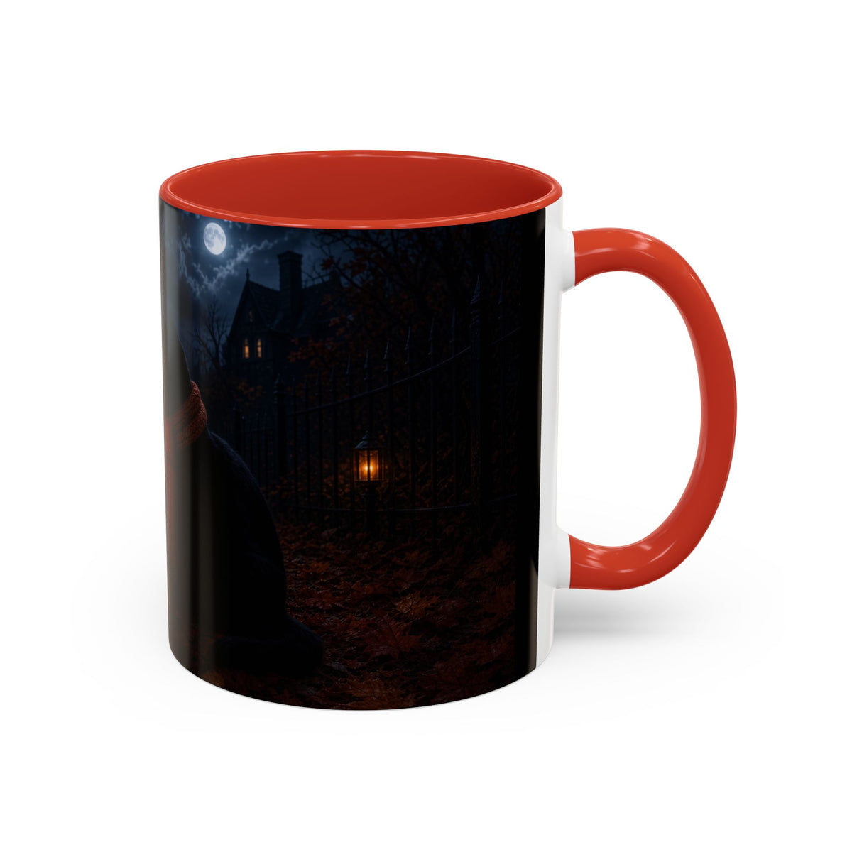 Halloween Black Cat Coffee Mug — Pumpkin Spice Jack-O’-Lantern Latte Accent Mug (11/15 oz)