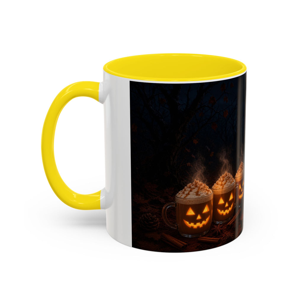 Halloween Black Cat Coffee Mug with Pumpkin Spice Jack-o’-Lanterns – Spooky Autumn Night Accent Mug