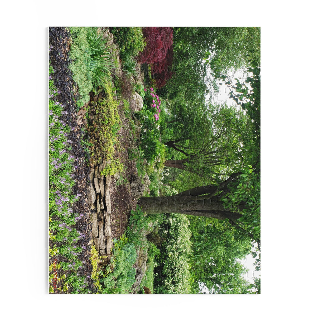 Garden Serenity Puzzle — 120/252/500-Piece Jigsaw of Lush Tree & Stone Garden