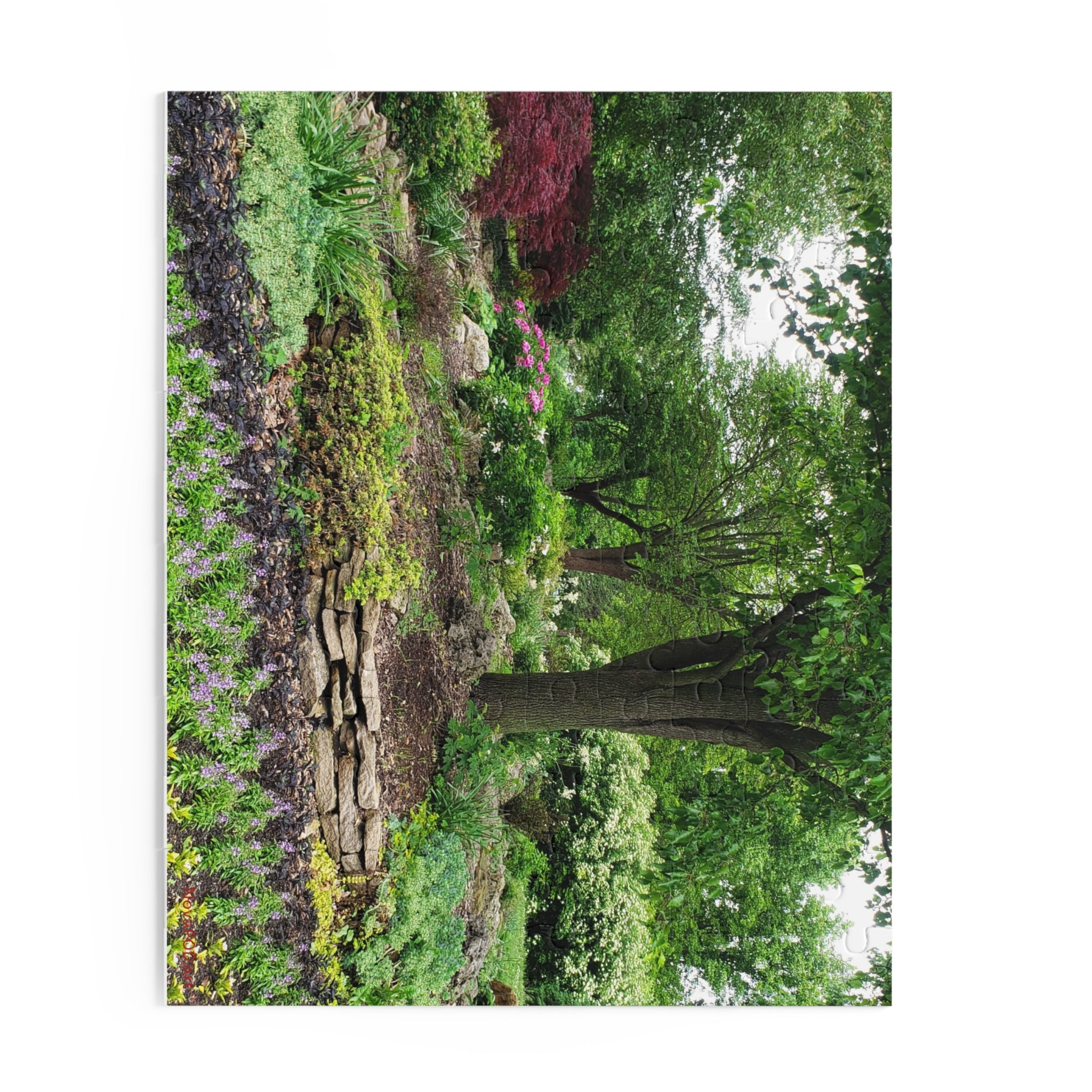 Garden Serenity Puzzle — 120/252/500-Piece Jigsaw of Lush Tree & Stone Garden