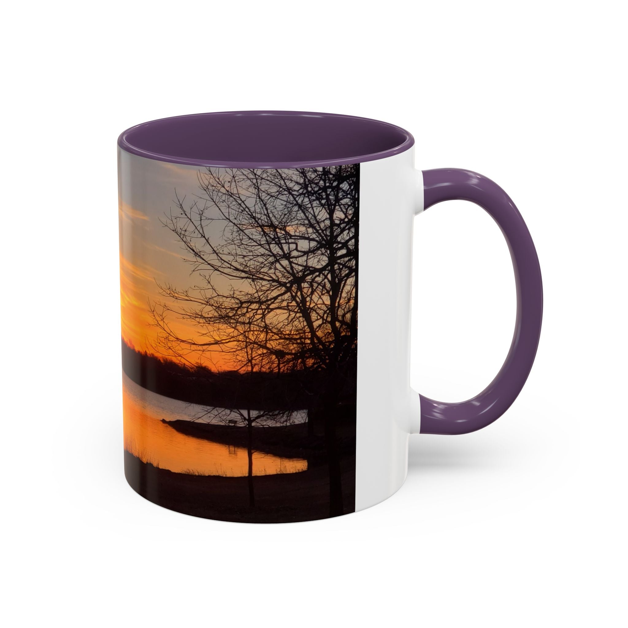 Sunrise Lake Accent Coffee Mug — Scenic Sunrise/Sunset Photography Mug