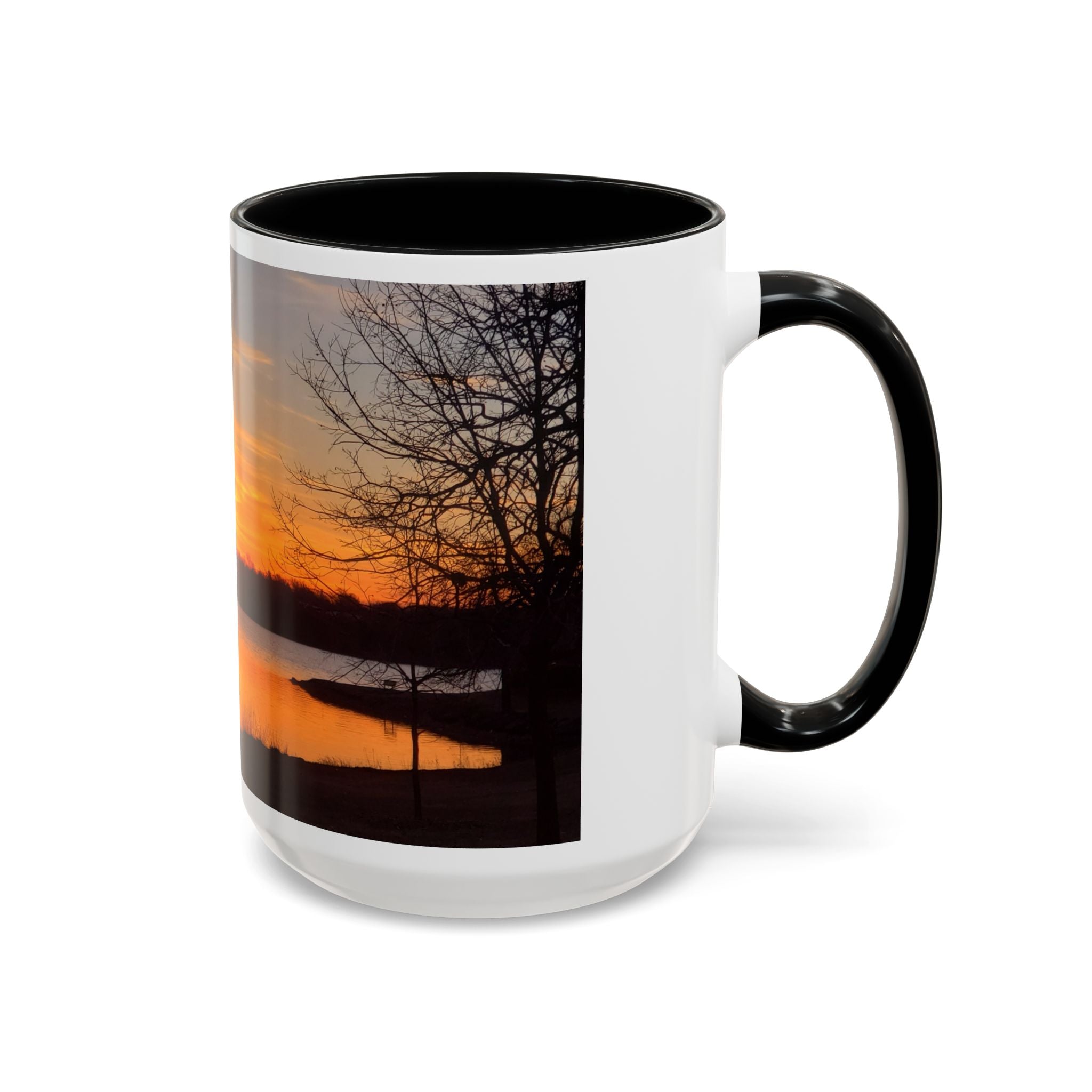 Sunrise Lake Accent Coffee Mug — Scenic Sunrise/Sunset Photography Mug