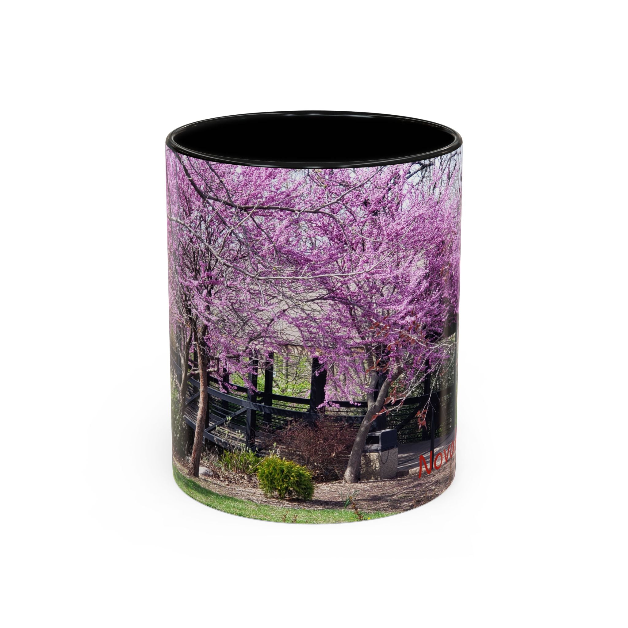 Spring Blossom Accent Coffee Mug – Pink Redbud Trees Photo Design (11/15 oz)