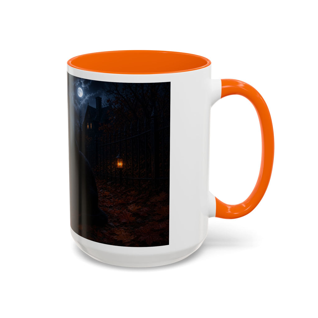 Halloween Black Cat Accent Coffee Mug — Spooky Jack-o'-Lantern Night (Customizable)