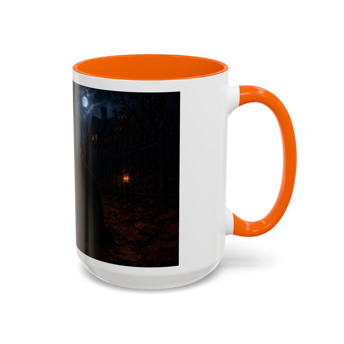 Halloween Black Cat Coffee Mug with Pumpkin Spice Jack-o’-Lanterns – Spooky Autumn Night Accent Mug