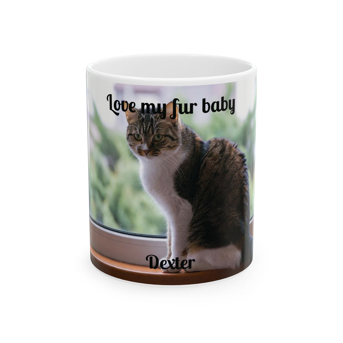 Personalized Cat Photo Mug — "Love My Fur Baby" Cat Coffee Cup (11oz/15oz)