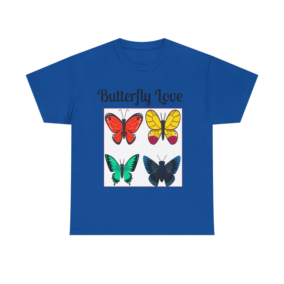 Customizable Butterfly Love T-Shirt — Colorful Four-Butterfly Graphic Tee