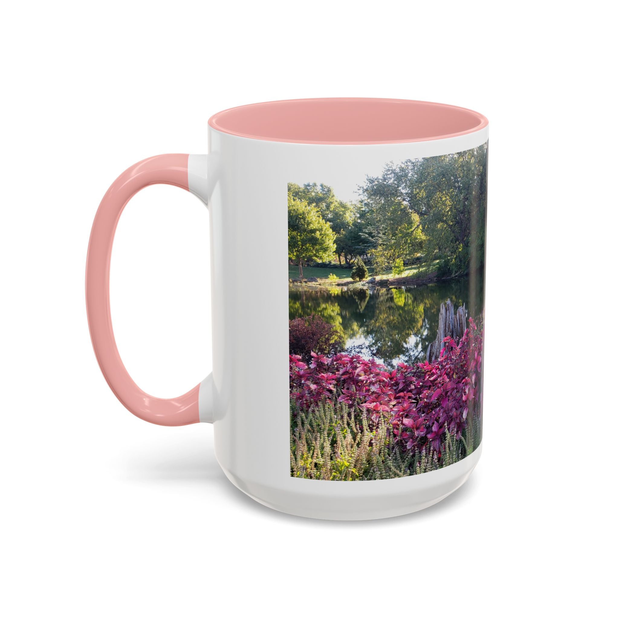 Garden Pond Accent Coffee Mug – Scenic Floral Landscape 11/15oz