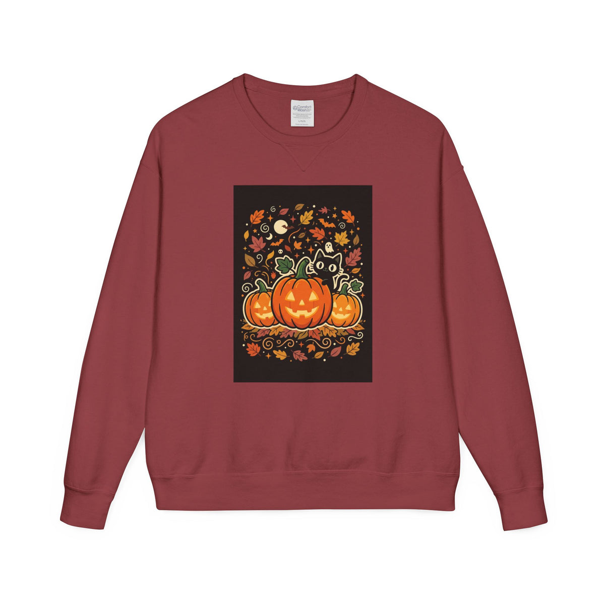 Halloween Pumpkin Crewneck Sweatshirt — Jack-O'-Lantern Fall Graphic