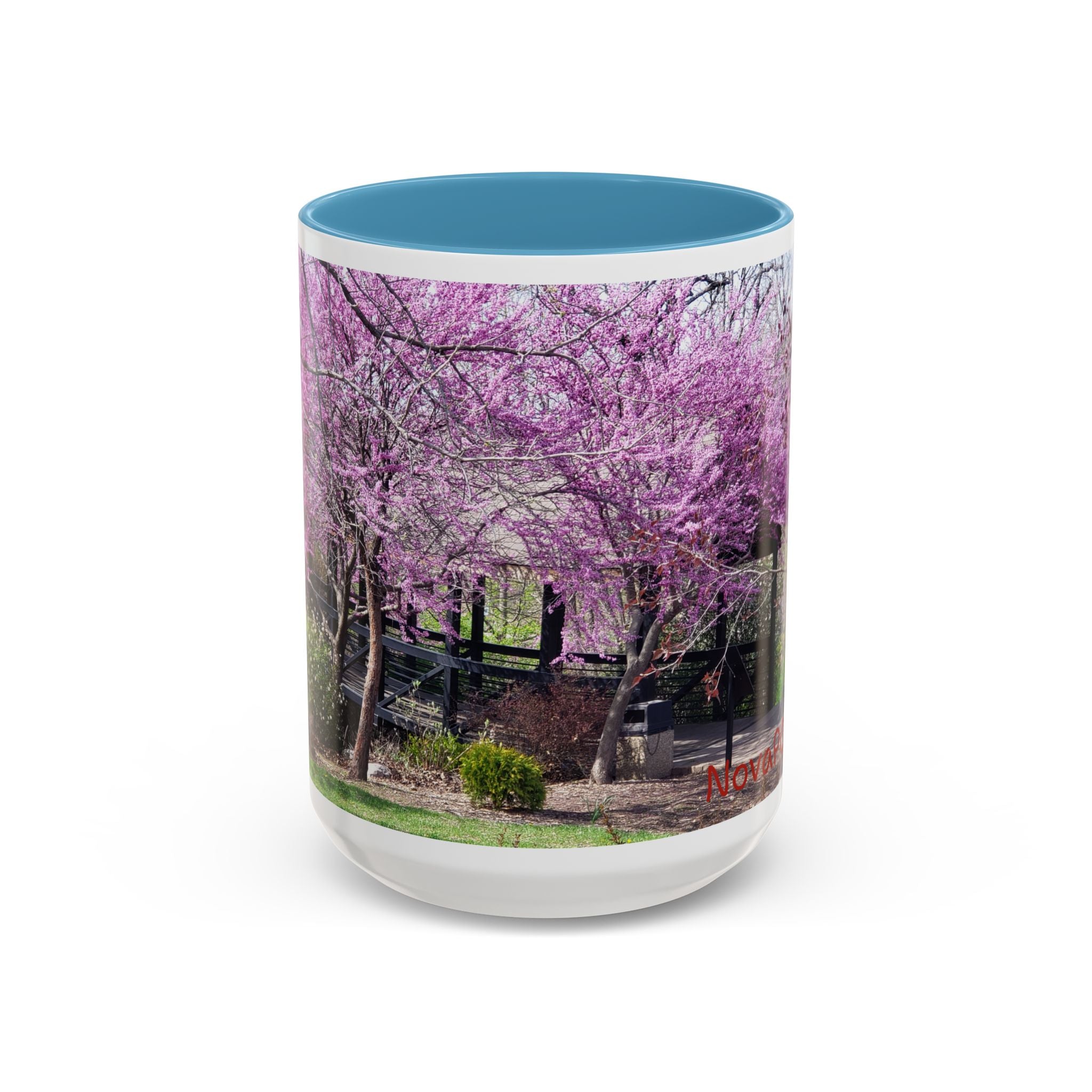 Spring Blossom Accent Coffee Mug – Pink Redbud Trees Photo Design (11/15 oz)
